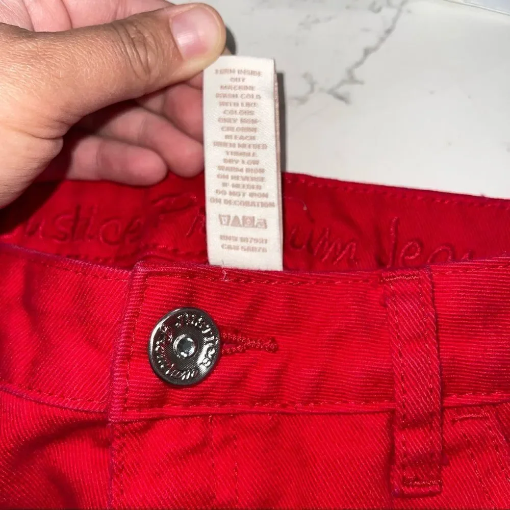 Justice Cutoff‎ Red Denim Jean Shorts - Size 12 Regular